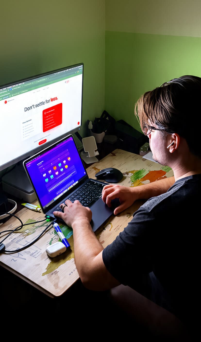 Salman Ahmed working at his desk