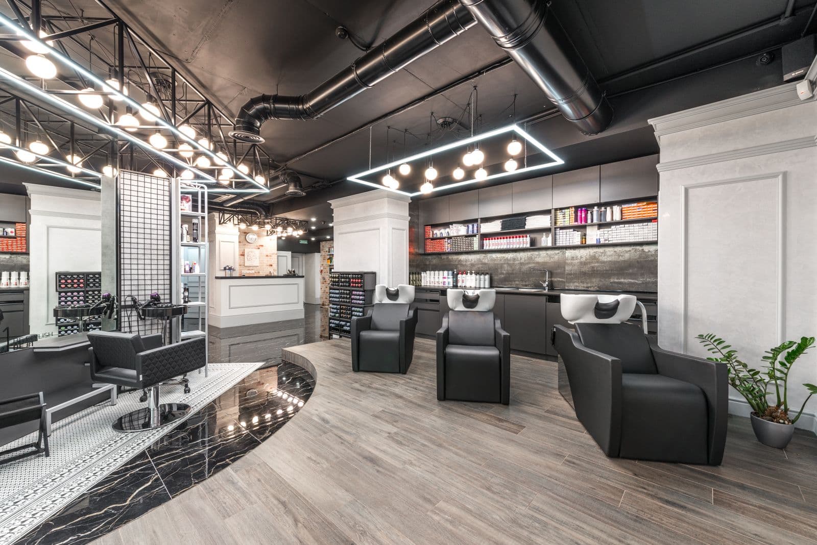 WordPress website design for beauty salons — modern salon interior with styling stations