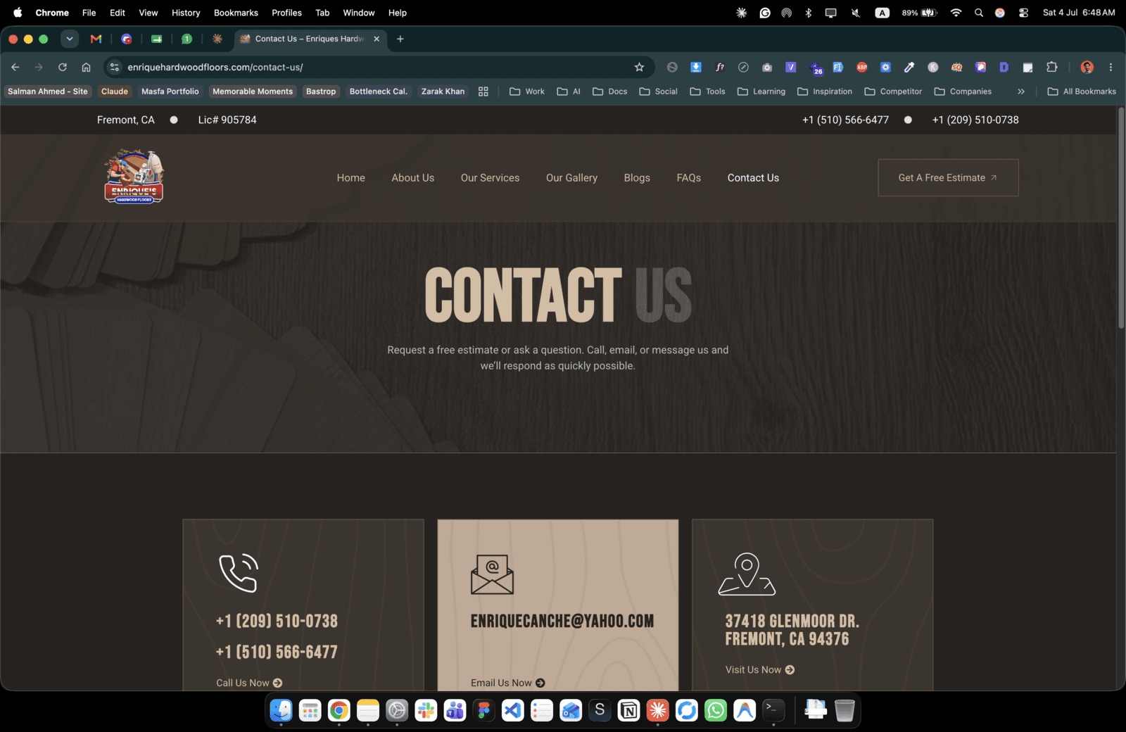 Enrique's Hardwood Floors — Contractor Website Redesign (USA) — 2