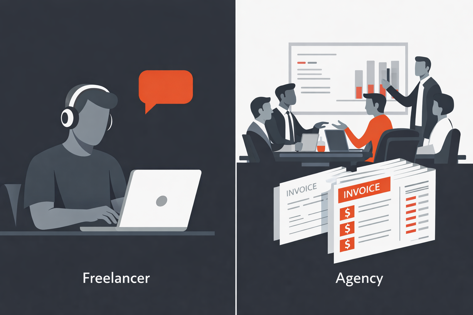 Freelancer vs agency for WordPress development - cost and communication comparison