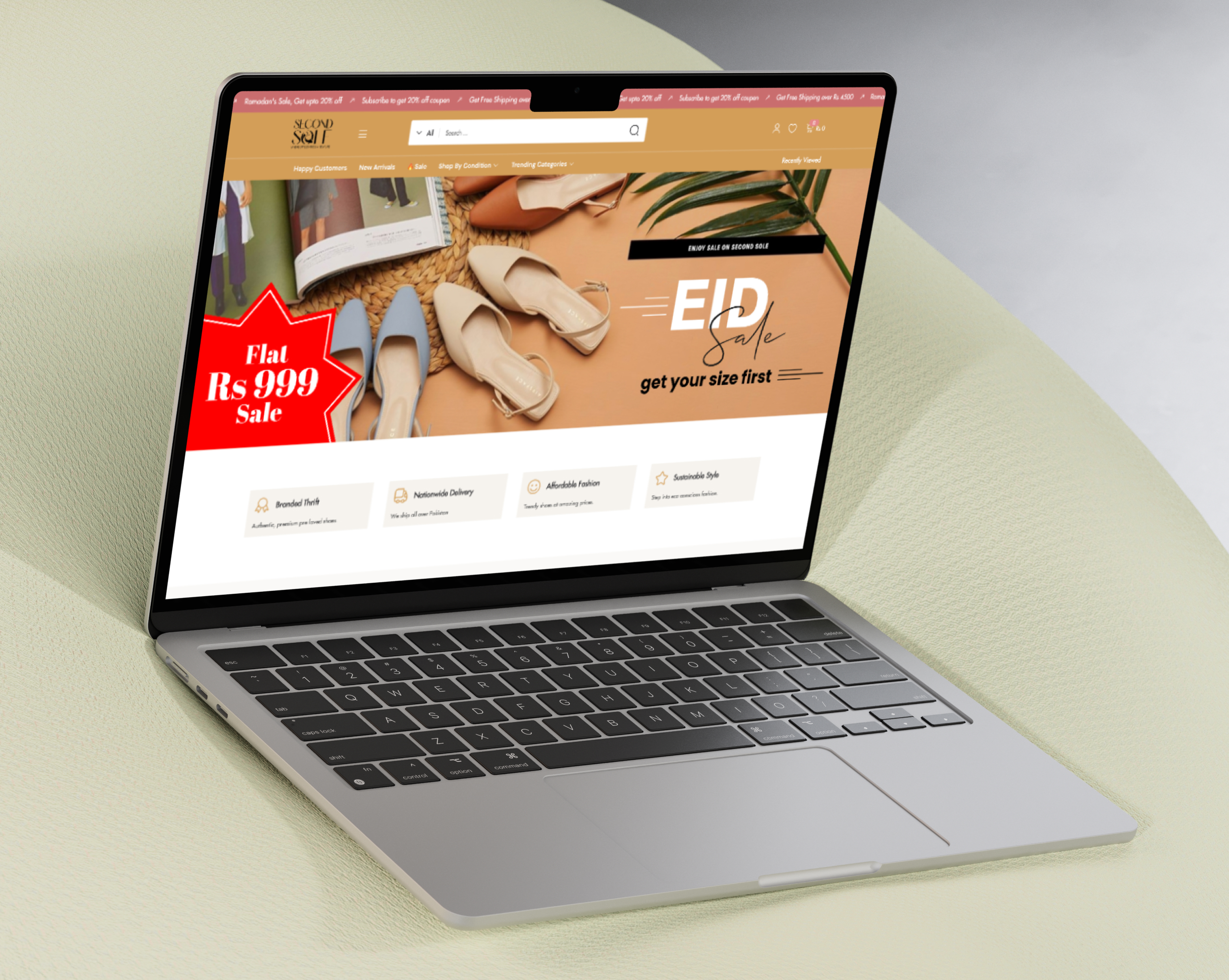Second Sole Home Page Mockup – Women’s Shoe Store